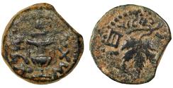 Ancient Coins - Jewish War AE Prutah, Judaea, Year Two, Very Fine, 67/68 C.E.
