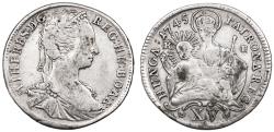 World Coins - Maria Theresia AR 20 Kreuzer, Habsburg Austria - Hungary, AVF, 1745