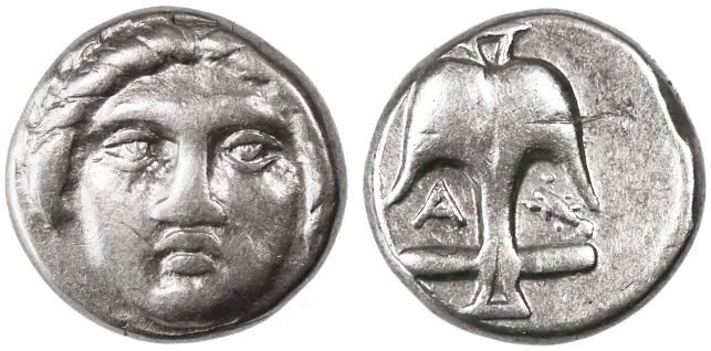 Apollonia Pontika, Thrace AR Diobol, Very Fine+, 4th Century B.C.E.