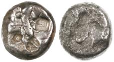 Ancient Coins - Persia, Achaemenid Kings AR Siglos, Countermarks, Xerxes II - Artaxerxes II, 420 - 375 B.C.E.