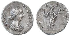 Ancient Coins - Faustina II Junior AR Denarius, Near Extremely Fine, toned, 161 - 164 C.E.