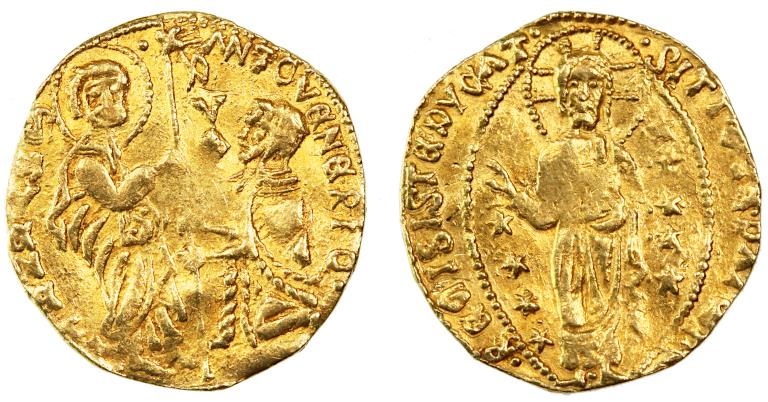 Crusader States, Chios AV Gold Zecchino imitating Venice, Antonio