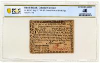 Us Coins - Colonial Currency Note - Rhode Island $2 Two Dollars, July 2, 1780, PCGS Extremely Fine