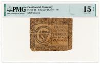 Us Coins - Continental Currency, $8 - Eight Dollars, Choice Fine, February. 26th, 1777