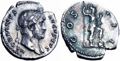 Ancient Coins - Hadrian Denarius. 125-128 AD.