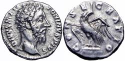 Ancient Coins - Divus Marcus Aurelius, deified AD 180. AR Denarius minted at Rome, AD 180. By Commodus. Rare.