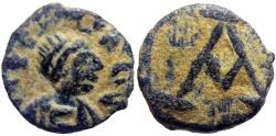 Ancient Coins - Justin I. 518-527. Æ Nummus, Unique.