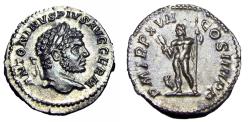 Ancient Coins - Caracalla. AD 198-217. AR Denarius (18mm, 3.62 g, 7h). Rome mint. Struck AD 214.