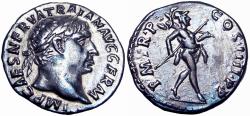Ancient Coins - Trajan. AD 98-117. AR Denarius, very bold portrait.