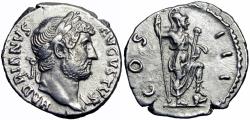 Ancient Coins - Hadrian Denarius. 125-128 AD. almost as struck, sharp portrai.