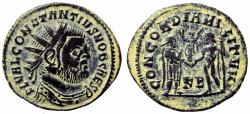Ancient Coins - Constantius I, as caesar (Maximianus Herculius, 286-310), Nummus, Cyzicus, c. AD 295-299 AE