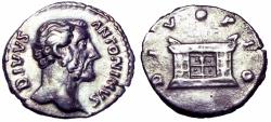 Ancient Coins - Divus Antoninus Pius. Died AD 161. AR Denarius (17mm, 2.96 g, 6h).