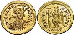 Ancient Coins - Pseudo-Imperial, uncertain AV Solidus. In the name of Zeno. Uncertain mint, AD 476-489.