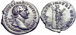 Ancient Coins - Trajan AR Denarius. Rome, AD 112-114.