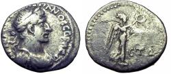 Ancient Coins - Hadrian AR Hemidrachm of Caesarea, Cappadocia. Dated Year 4 = AD 120-121.