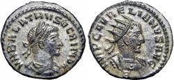 Ancient Coins - Aurelian, with Vabalathus. AD 270-275. fully silvered. stunning example and details.