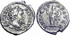 Ancient Coins - Septimius Severus Denarius. 202-210 AD.