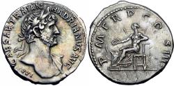 Ancient Coins - Hadrian AR Denarius. Rome, AD 119-122. Stunning coin.