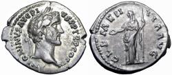 Ancient Coins - Antoninus Pius AR Denarius. Rome, AD 140-143.