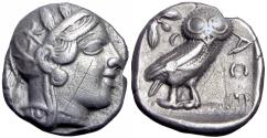 Ancient Coins - Attica, Athens AR Tetradrachm. Circa 454-404 BC.