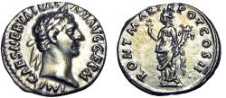 Ancient Coins - Trajan AR Denarius. IMP CAES NERVA TRAIAN AVG GERM,