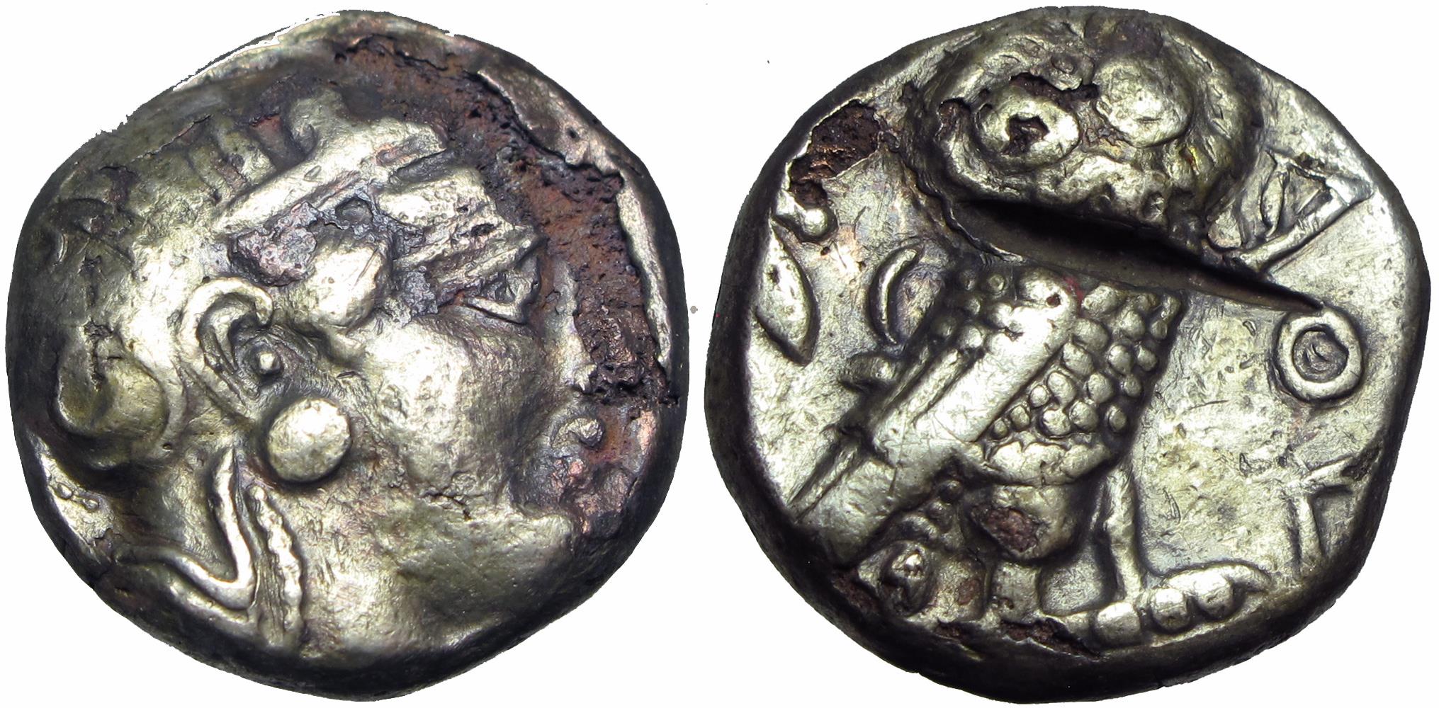 ATTICA, Athens. Circa 400/390353 BC. Fourrée Tetradrachm. Greek Coins