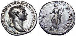 Ancient Coins - Trajan AR Denarius. 112-114 AD.