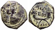Ancient Coins - NABATAEA. Rabbel II, with his mother Shaqilat. AD 70-106. Æ