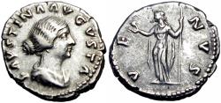 Ancient Coins - Faustina II (wife of M. Aurelius) AR Denarius.