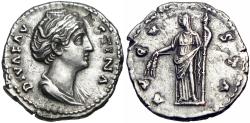 Ancient Coins - Diva Faustina I AR Denarius. Struck under Antoninus Pius. Rome, after AD 141.
