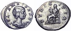 Ancient Coins - Julia Maesa, grandmother of Elagabalus. Augusta, 218-222. AR Denarius (20mm, 2.80 gm).