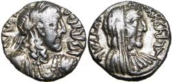 Ancient Coins - NABATAEA. Rabbel II, with Gamilat. AD 70/1-105/9. AR Drachm, Stunning unpublished example.