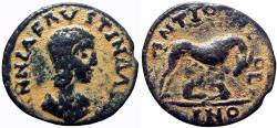 Ancient Coins - Annia Faustina (wife of Elagabalus) Æ17 of Antioch, Pisidia. AD 221. 