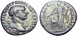 Ancient Coins - Trajan AR Drachm of Bostra, Arabia. AD 112-114.