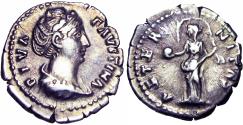 Ancient Coins - Diva Faustina Sr AR Denarius.(3.44g) DIVA FAVSTINA