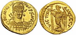 Ancient Coins - Ostrogoths, Theoderic AV Solidus. In the name of Anastasius I. Ravenna, AD 491-518.