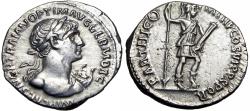 Ancient Coins - Trajan AR Denarius. Rome, AD 114-116. Rare.