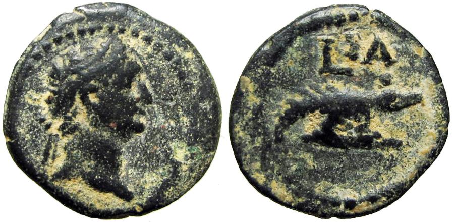 Ancient Coins - EGYPT, Alexandria. Domitian. AD 81-96. Æ Dichalkon, Very Rare.