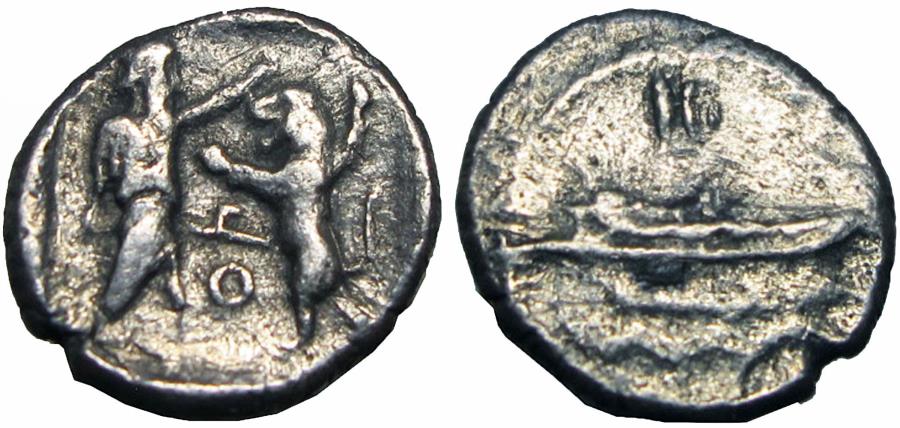 Ancient Coins - PHOENICIA, Sidon. Abdashtart I. Circa 365-352 BC. AR 1/16 Shekel .