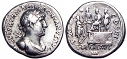 Ancient Coins - Hadrian AR Denarius. Rome, AD 119-122. Scrace bust type !!!