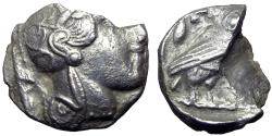 Ancient Coins - ATTICA. Athens. Cut in ancient times to create change, ( 11.05 gm ) Tetradrachm (Circa 454-404 BC).