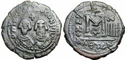 Ancient Coins - Revolt of the Heraclii. 608-610. Æ Follis . Alexandria mint, 1st officina. Dated IY 14 (610).