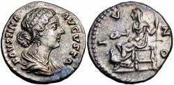 Ancient Coins - FAUSTINA Jr., wife of Marcus Aurelius. AR Denarius .