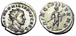 Ancient Coins - Philip II AR Antoninianus. 245 AD.