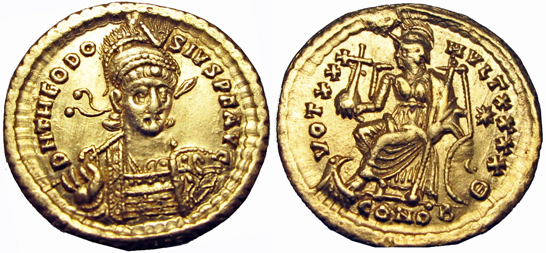 Theodosius Ii. Ad 402-450. Av Solidus . 