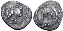 Ancient Coins - NABATAEA. Syllaios and Aretas IV. Circa 9-6 BC. AR Trihemiobol .