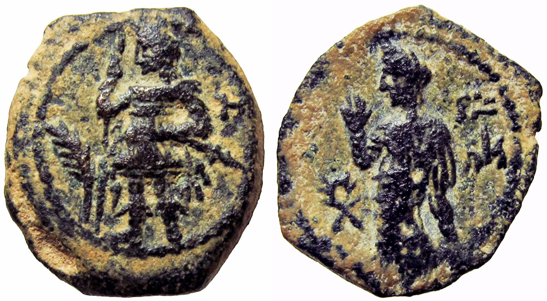 NABATAEA. Aretas IV, with Shaqilat. 9 BC-AD 40. Æ | Ancient