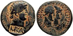Ancient Coins - PHOENICIA, Tripolis. Nero/ Galba, Countermark applied during the reign of Galba, AD 68-69.