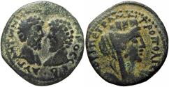 Ancient Coins - Marcus Aurelius and Lucius Verus Æ 19mm of Petra, Arabia. 161-169 CE.