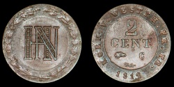 World Coins - GERMAN STATES – KINGDOM OF WESTPHALIA 1812-C 2 Centimes, Jérôme I (Jérôme-Napoléon Bonaparte)